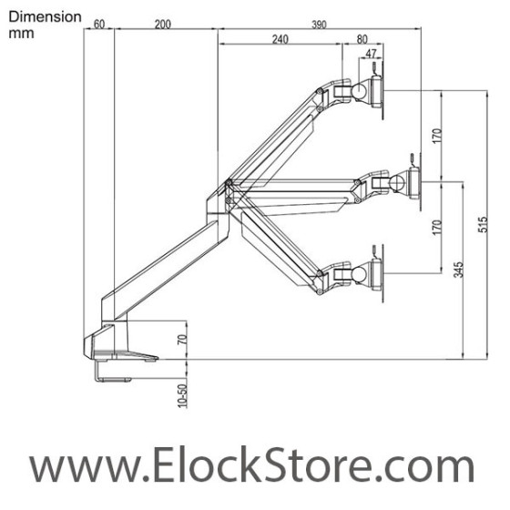 Bras articulé ipad télescopique et coque antivol 660REACH224SENB 660REACH224SENW