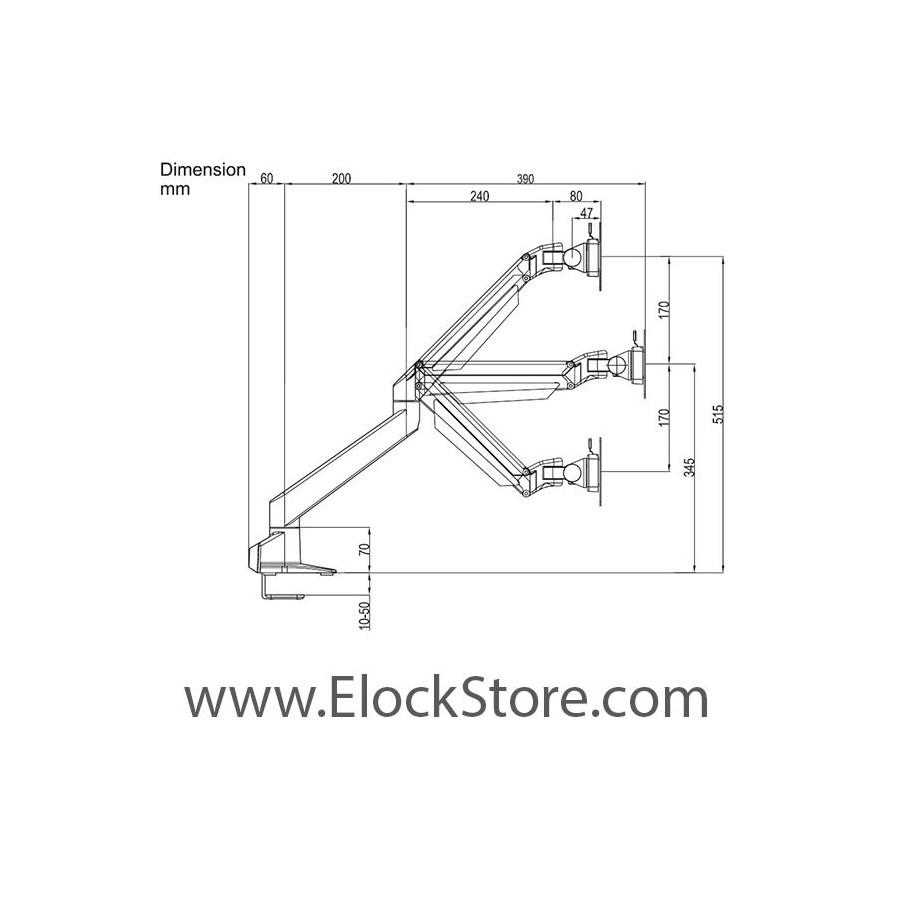 Bras articulé ipad télescopique et coque antivol 660REACH224SENB 660REACH224SENW