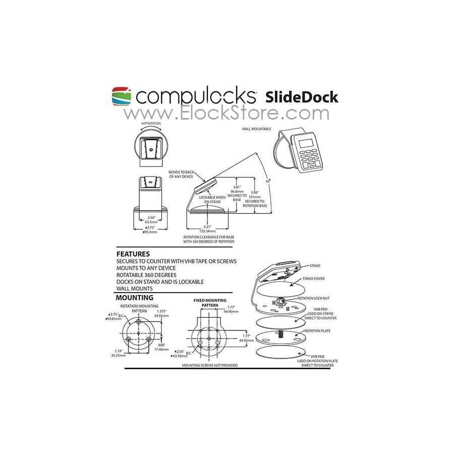 Support lecteur carte bancaire et smartphone, SlideDock, 199BSLDDCKB