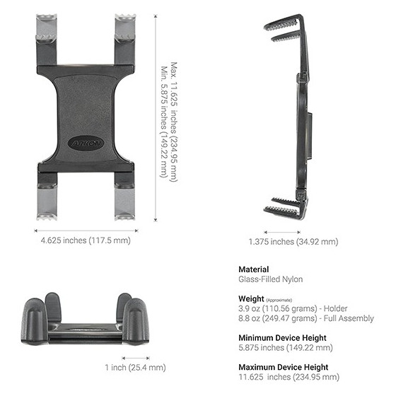 Support tablette universel articulé pour véhicule ARKON TABRMAMPS