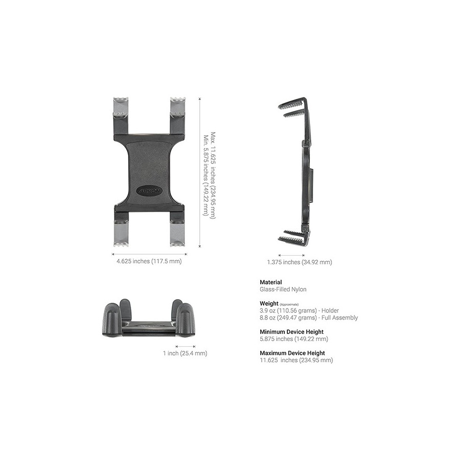 Support tablette universel articulé pour véhicule ARKON TABRMAMPS