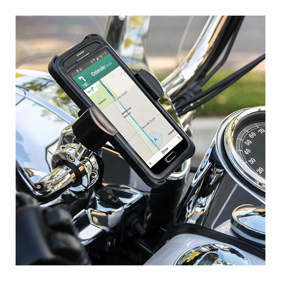 Support Téléphone et Tablette chromé pour Moto