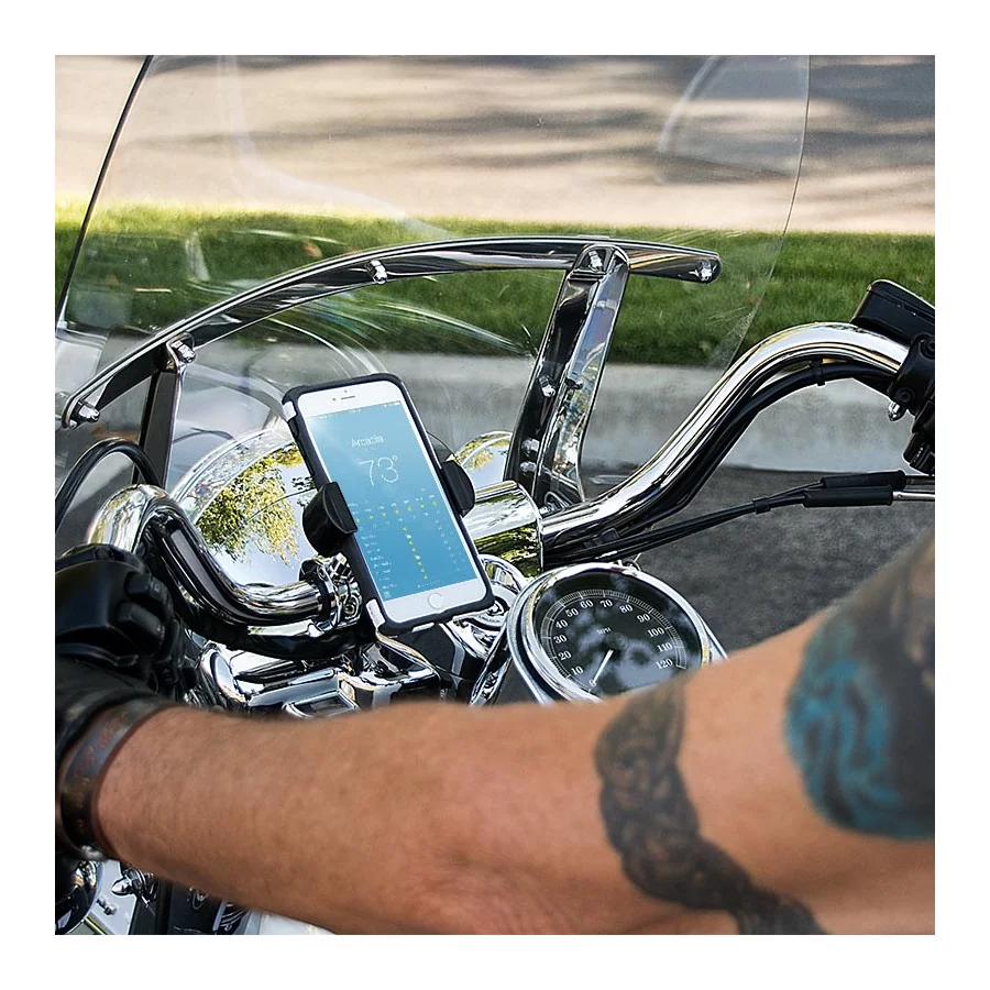 Support Téléphone et Tablette chromé pour Moto