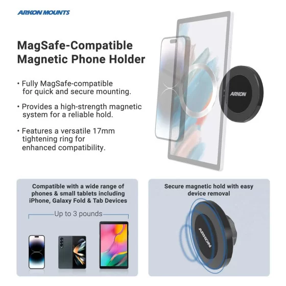 Support Téléphone MagSafe avec Ventouse pour Pare Brise | Arkon