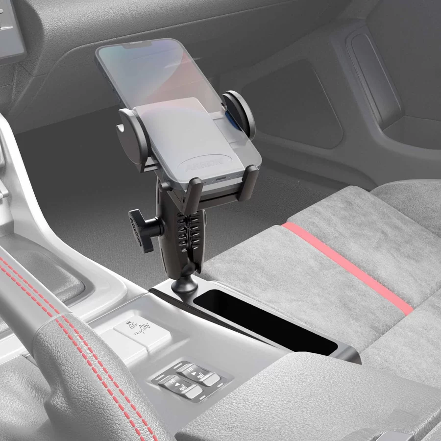 support téléphone entre siège avant et console centrale de voiture