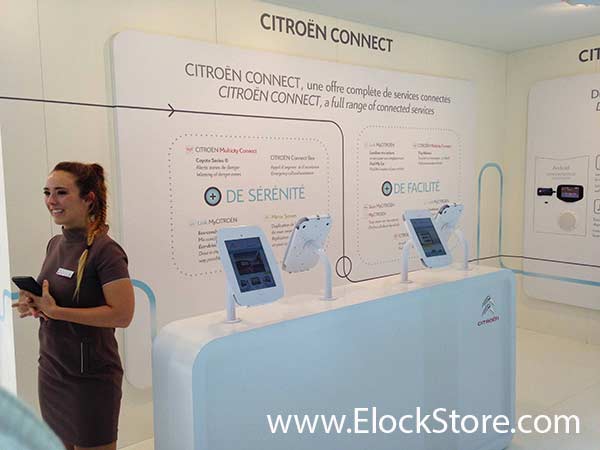 Citroen - Pied pole et kiosque space pour iPad Air Maclocks ElockStore