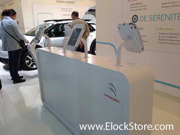 Citroen - Pied pole et kiosque space pour iPad Air Maclocks ElockStore