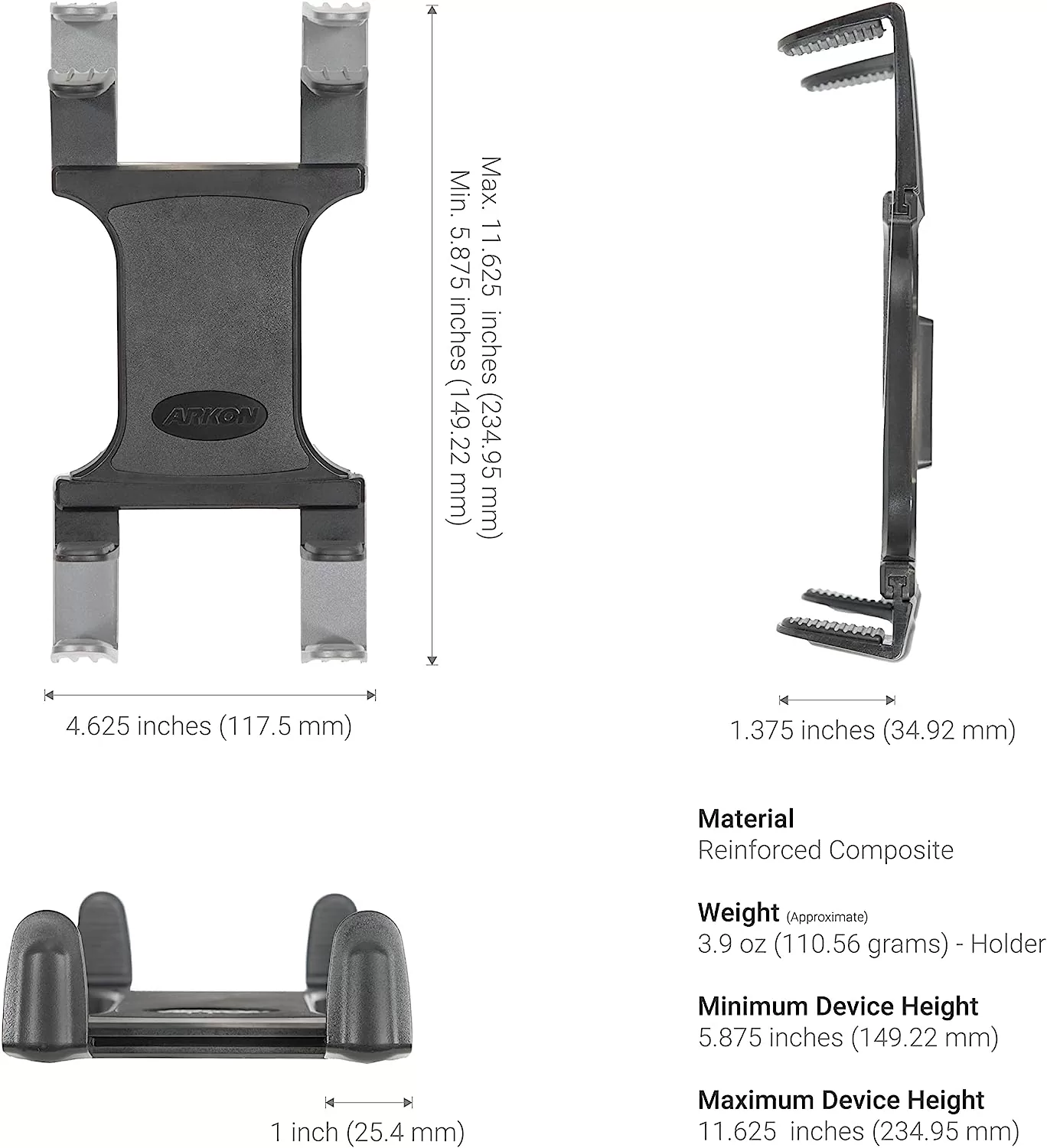 Support tablette à ventouse de voiture jusqu'à 10”