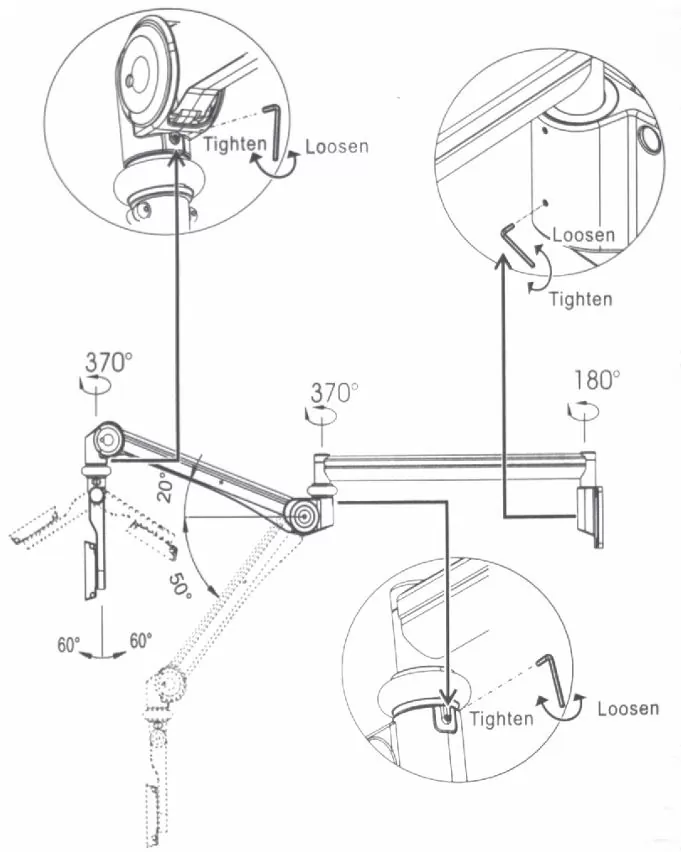 Bras télescopique extra long articulé au standard VESA