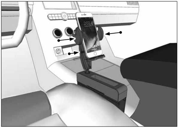 support télephone entre siège avant et console centrale de voiture