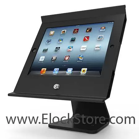 kiosque pos iPad galaxy surface sur pied rotatif et basculant Maclocks compulocks elockstore surfaceenclosure galaxyenclosure ipadenclosure bouncepad