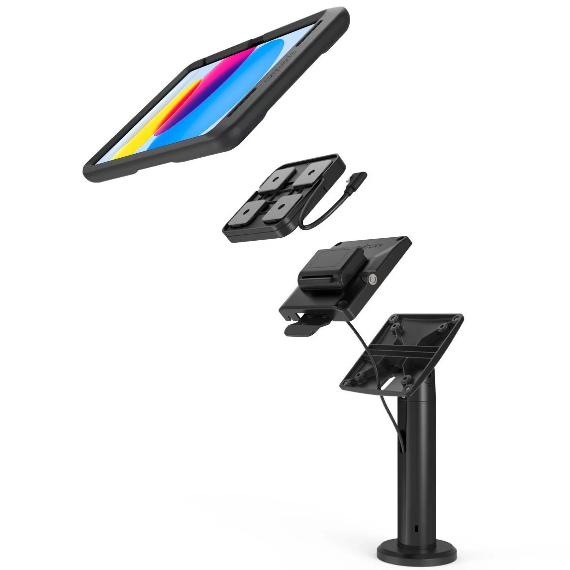 Borne iPad de table Amovible avec Charge sans fil et Transfert de données - Maclocks - PowerMove Rise