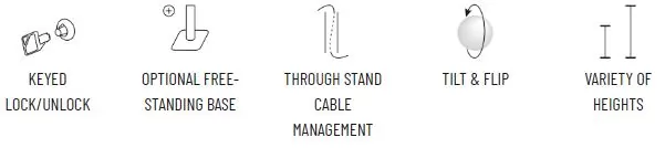 Pied pour Microsoft Surface POS Passe Cable et Antivol - Compulocks