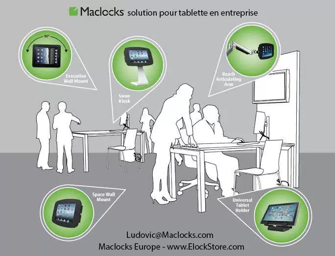 Solution pour tablette ipad galaxy surface en entreprise Maclocks Elockstore compulocks galaxyenclosure surfaceenclosure